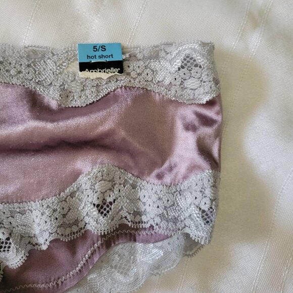 AMBRIELLE Size 5 Hotshort Panty Plum Smoke color NWT Nylon-Spandex LACE - Picture 3 of 4